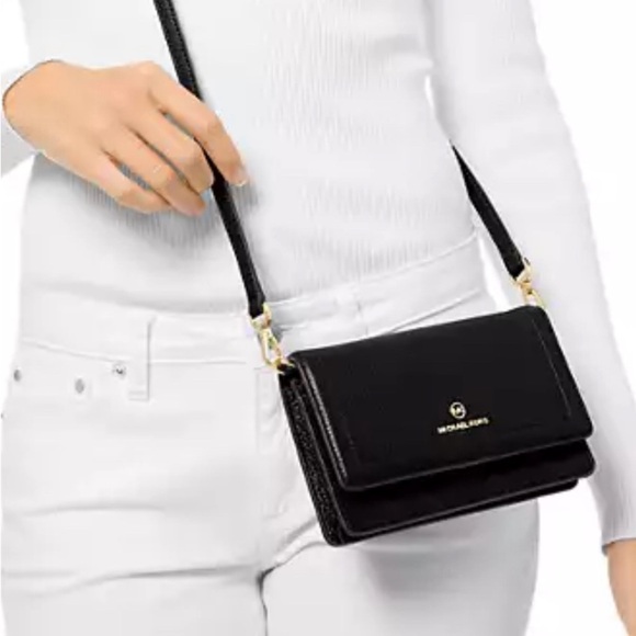 Michael Kors Jet Set Charm Small Phone Leather Crossbody Black AUTHENTIC NWT - Picture 10 of 11